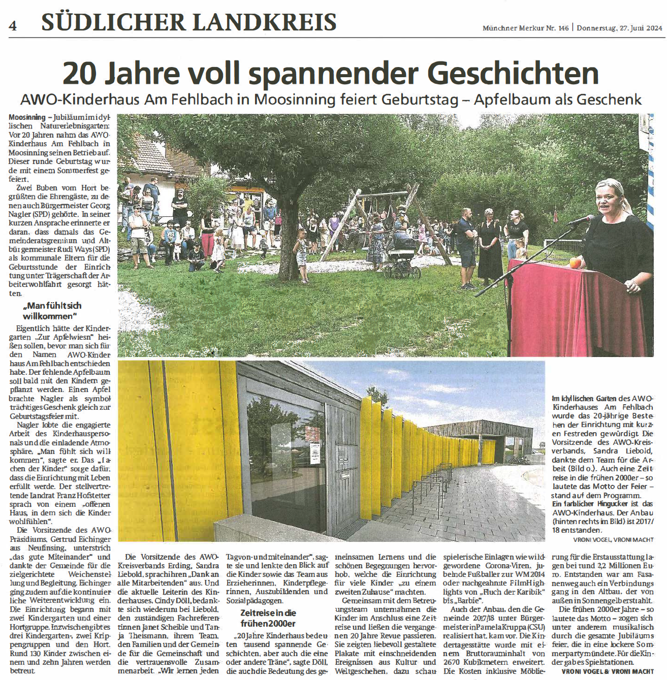 Zeitungsartikel über den Bau eines neuen Gebäudes mit Bildern und Informationen zu den Plänen und dem Zeitrahmen.